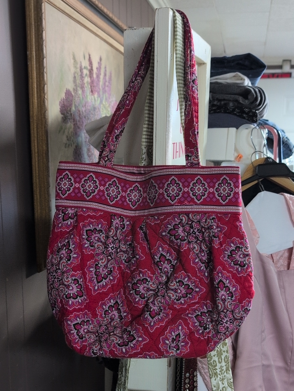 Vera Bradley Pink Quilted Paisley Tote Shoulder Bag